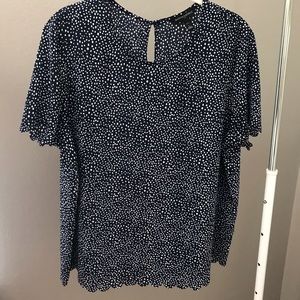 POLKA DOT NAVY AND WHITE BANANA REPUBLIC BLOUSE